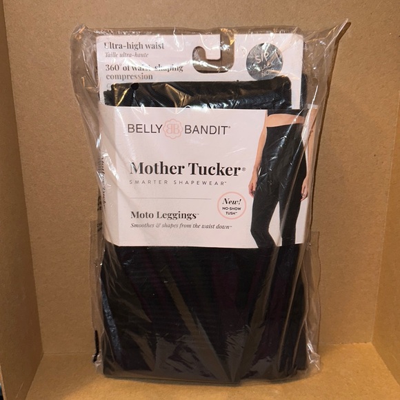 Mother Tucker® Moto Style Postpartum Compression Leggings- Black- Small - Picture 1 of 3